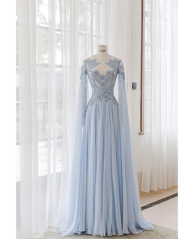 Sky Blue Handmade Gown - Amelie Baku Couture