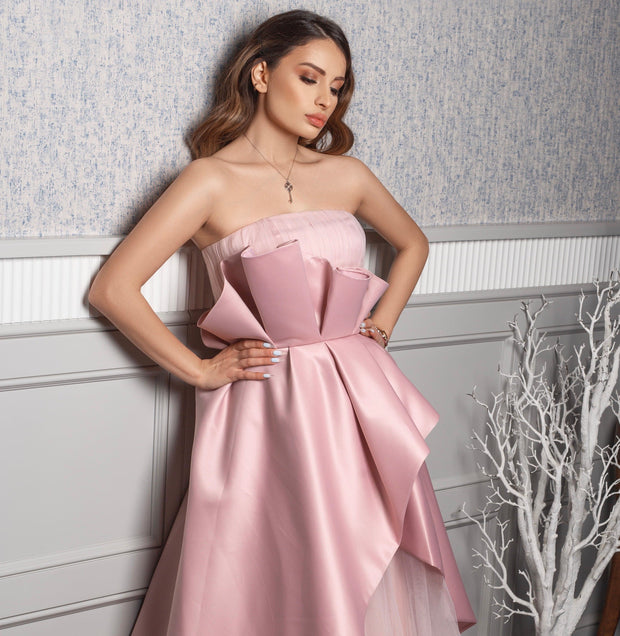 Carmen Gown With Satin Decorative Skirt By Amelie - Amelie Baku Couture