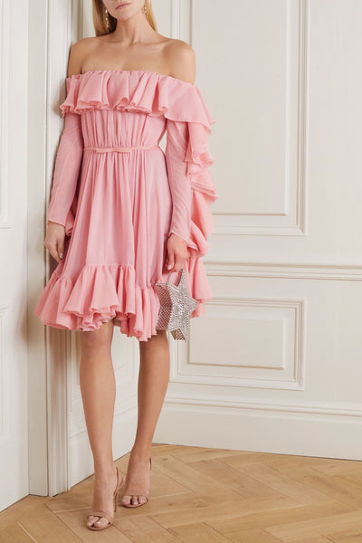 Off-the-shoulder ruffled dress - Amelie Baku Couture