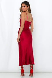 Red cherry dress with slit - Amelie Baku Couture