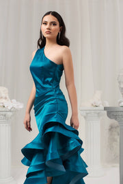 Sophisticated one-shoulder neckline gown - Amelie Baku Couture