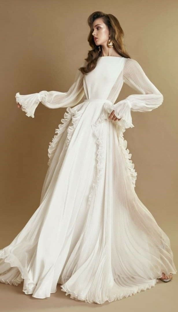 Yasmin White Chiffon Gown