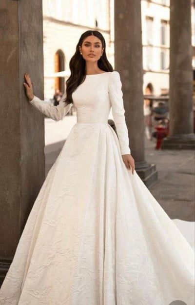 Long sleeve Taffeta Bridal - Amelie Baku Couture