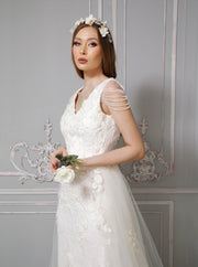 Aria Ethereal Flower Bridal with Handmade Beaded Lace - Amelie Baku Couture