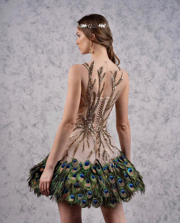 Sleeveless Short Paone Dress - Amelie Baku Couture