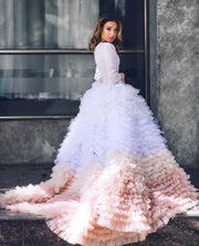 Long Sleeves Ombre Sofara Gown - Amelie Baku Couture