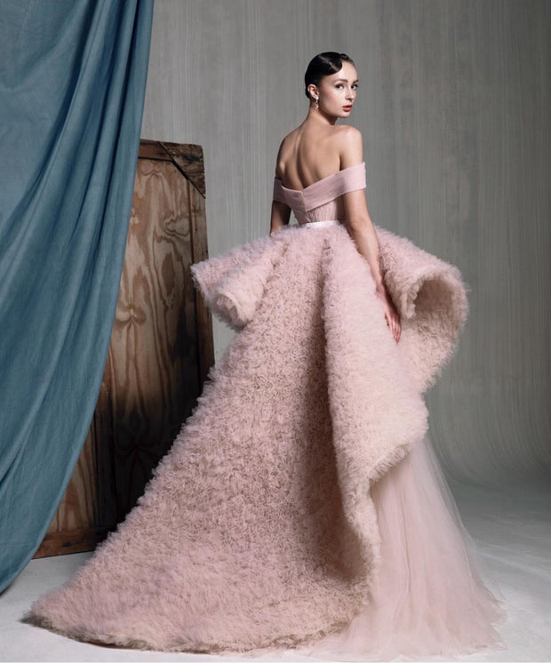 Yulina Soft Pink Tulle Gown