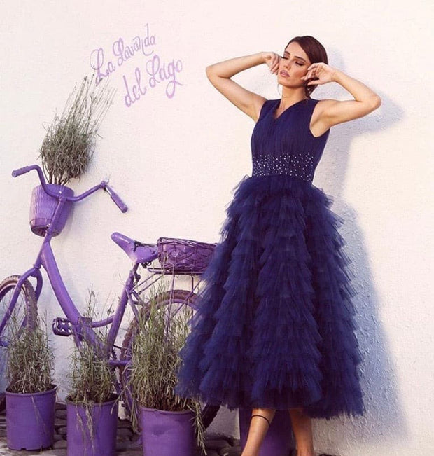 Indigo deep blue dress - Amelie Baku Couture