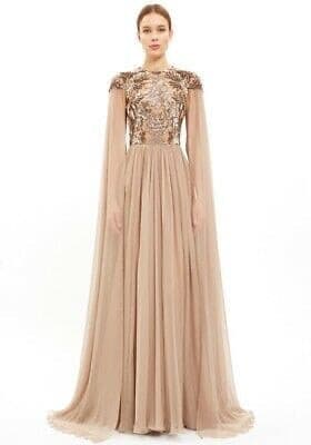 Golden Lady Chiffon Handmade Dress - Amelie Baku Couture