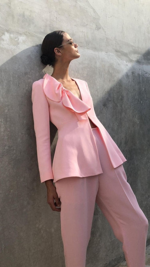 Pink Suit with Bow - Amelie Baku Couture