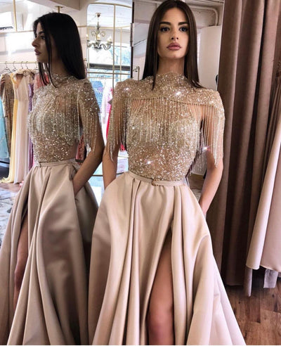 Gold Sparkle Couture Dress - Amelie Baku Couture