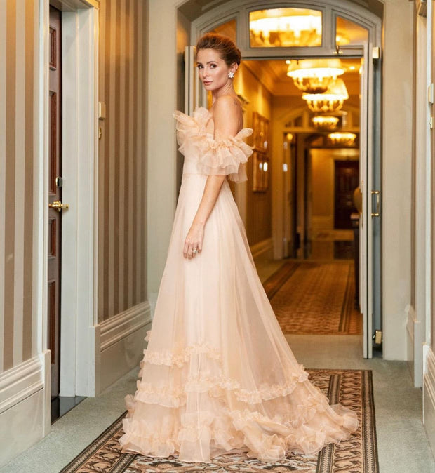 Off Shoulder Organza Gown - Amelie Baku Couture