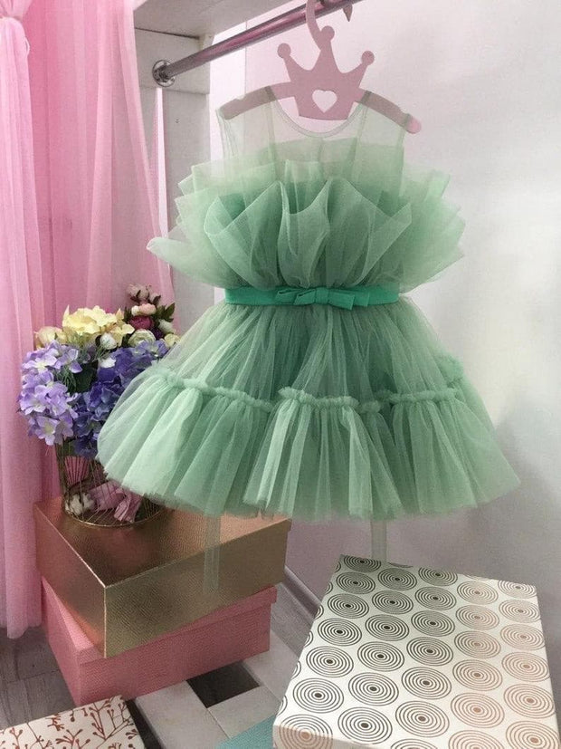 Tulle gown for girl in Mint - Amelie Baku Couture