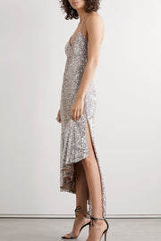 Stella Asymmetric sequined tulle midi dress - Amelie Baku Couture