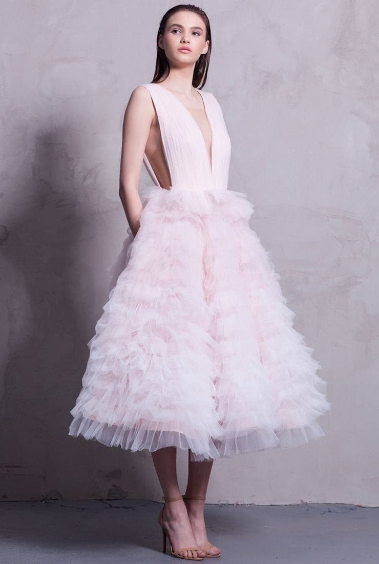 Midi Ballerina Styled Dress - Amelie Baku Couture