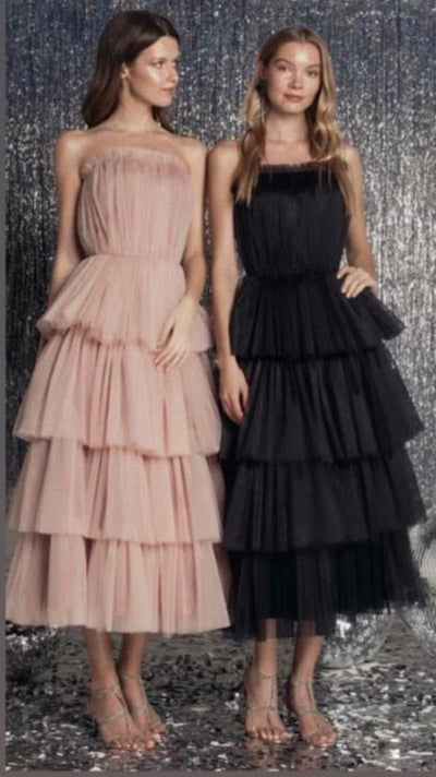 Elegant evening tulle midi dress - Amelie Baku Couture