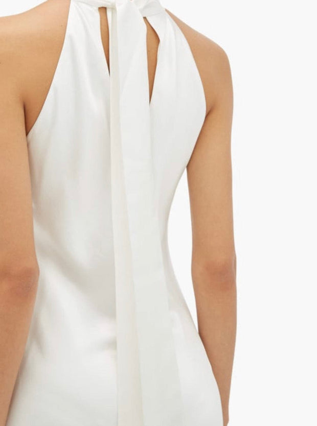High-halterneck silk dress in White - Amelie Baku Couture