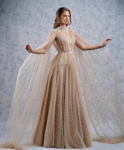 Dazzling High Neckline Gown - Amelie Baku Couture