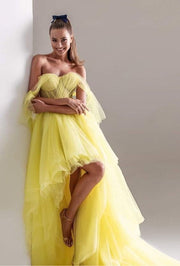 Yellow Tulle Gown.