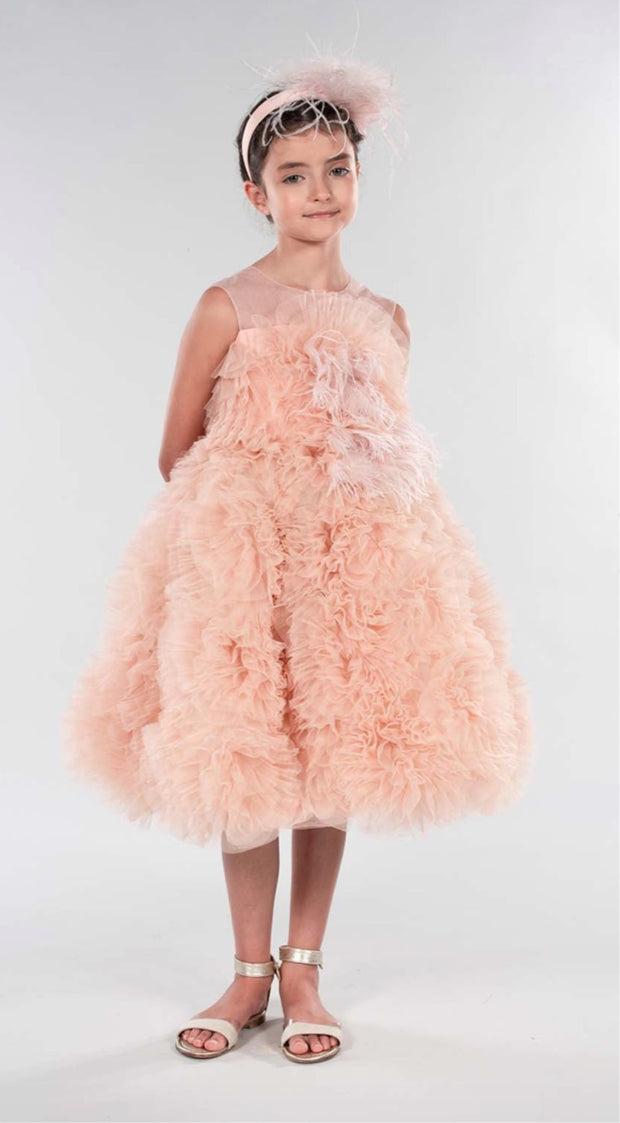 Embellished Rose Motif Tulle Gown