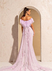Cesica Pink Feather Gown.
