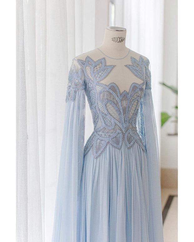 Sky Blue Handmade Gown - Amelie Baku Couture