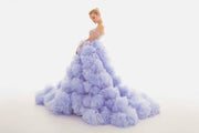 Baby Blue Tulle Gown - Amelie Baku Couture
