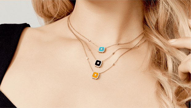 Ashley Square Gold Necklace - Amelie Baku Couture