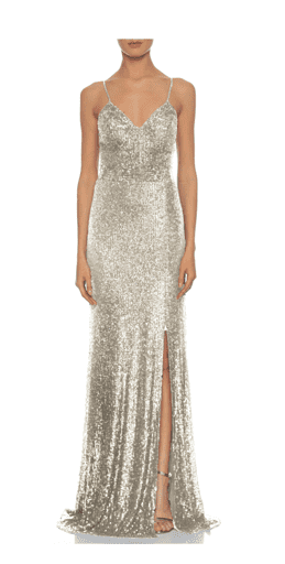 Silver Sequin Long Dress - Amelie Baku Couture