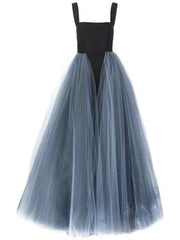 Black and gray A-line tulle dress - Amelie Baku Couture