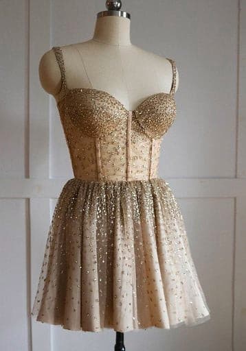 Gold Shine Sequin Mini Dress - Amelie Baku Couture