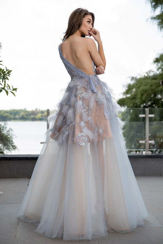 100% Italian polyamide tulle, pearls, beads and delicate handmade embroidery - Amelie Baku Couture