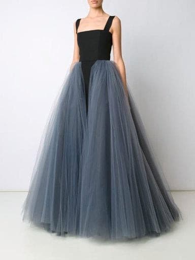 Black and gray A-line tulle dress - Amelie Baku Couture